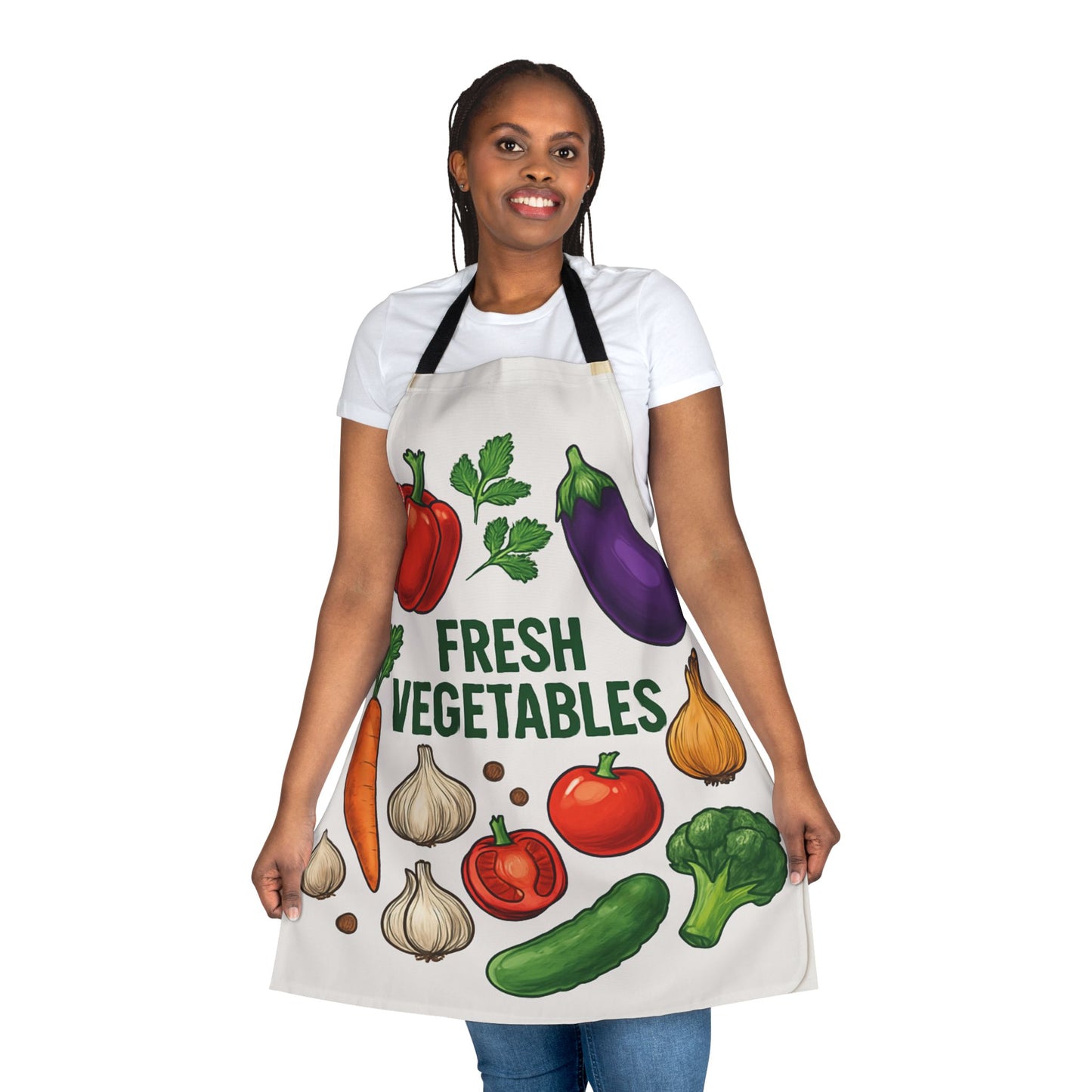 Fresh Vegetables Apron - Colorful Kitchen Apron for Home Chefs, Gifts for Food Lovers, Cooking Classes, Garden Parties, Gardening Events