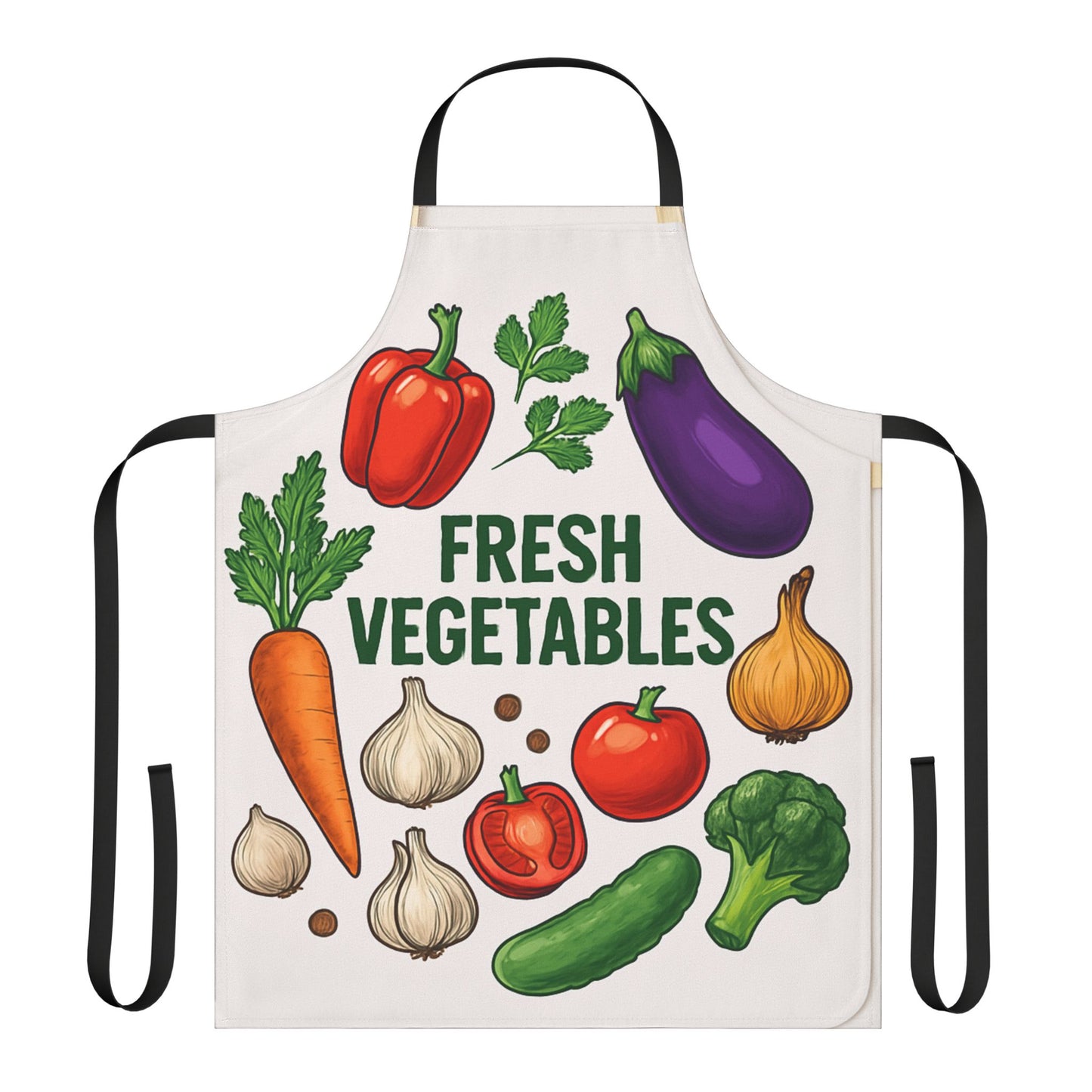 Fresh Vegetables Apron - Colorful Kitchen Apron for Home Chefs, Gifts for Food Lovers, Cooking Classes, Garden Parties, Gardening Events