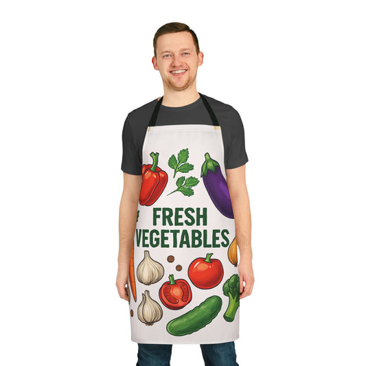 Fresh Vegetables Apron - Colorful Kitchen Apron for Home Chefs, Gifts for Food Lovers, Cooking Classes, Garden Parties, Gardening Events